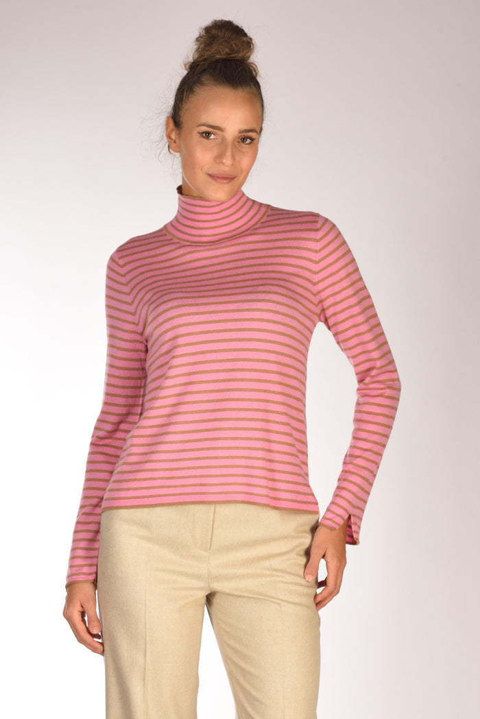 Malìparmi Maglia Rigata Beige/fucsia Donna - 1
