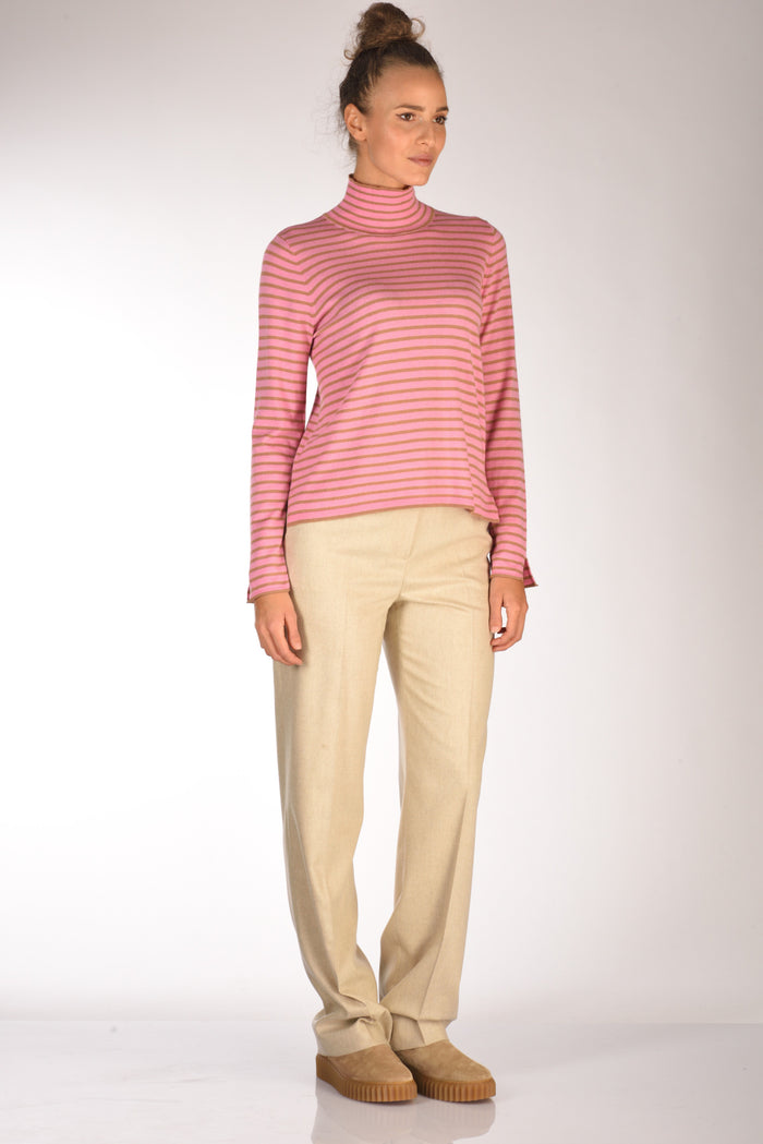 Malìparmi Maglia Rigata Beige/fucsia Donna - 4