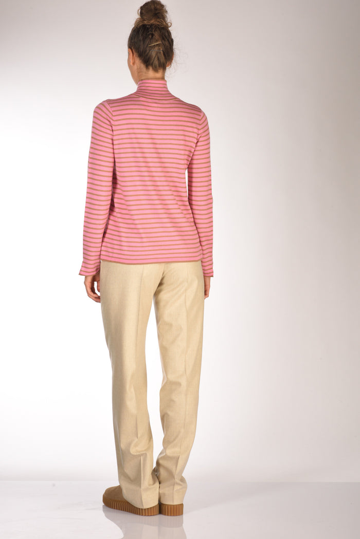 Malìparmi Maglia Rigata Beige/fucsia Donna - 5