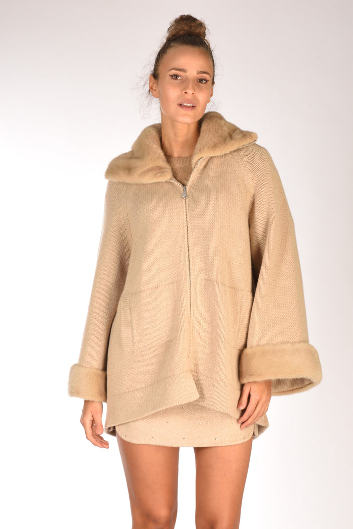 Ella Lago Di Como Giacca Di Maglia Beige Scuro Donna - 1