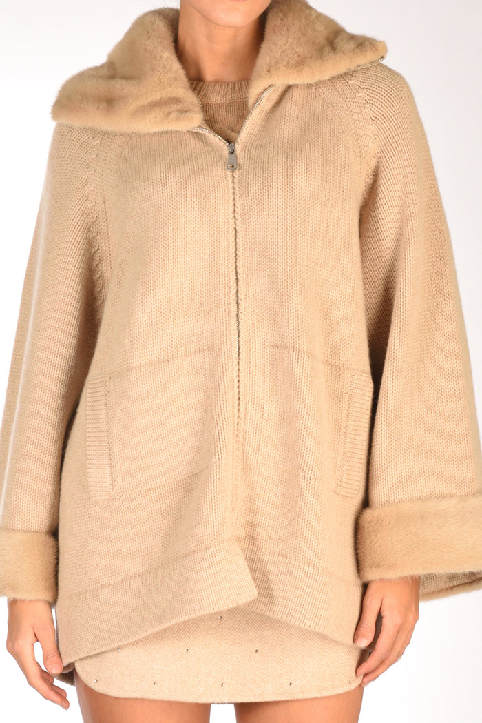Ella Lago Di Como Giacca Di Maglia Beige Scuro Donna - 3