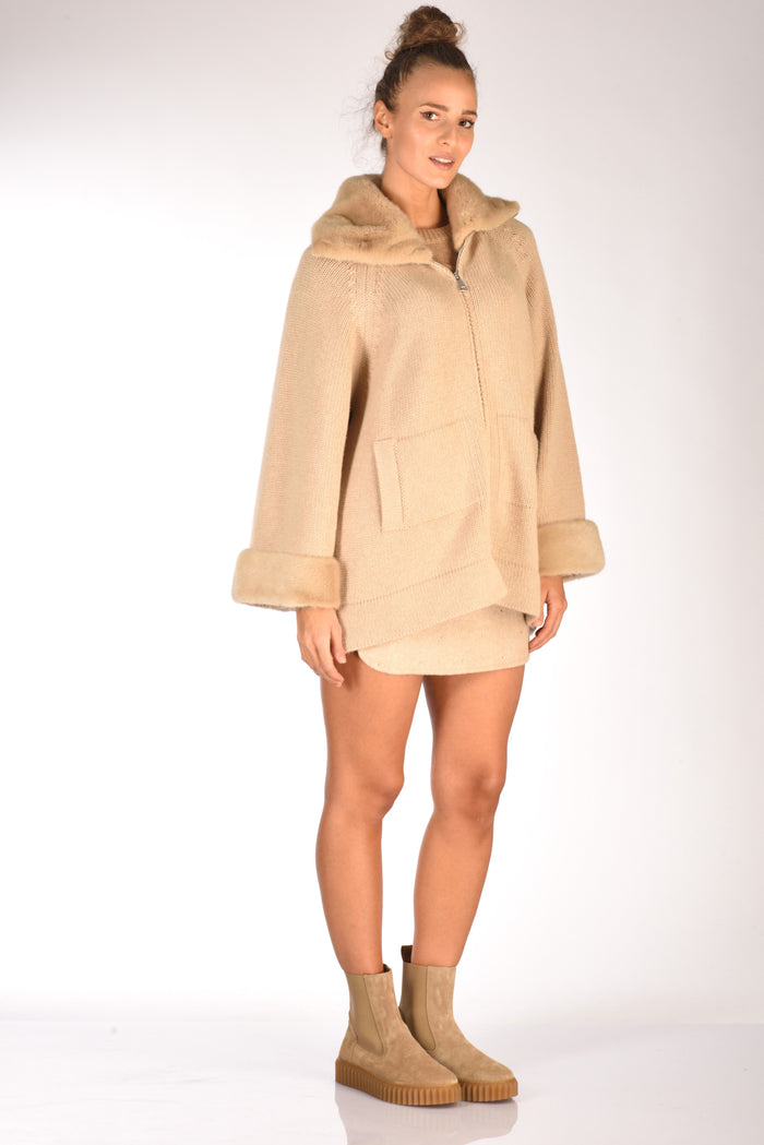Ella Lago Di Como Giacca Di Maglia Beige Scuro Donna - 4