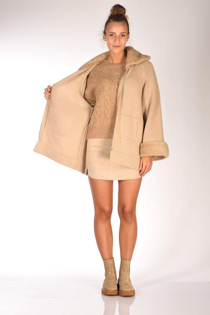 Ella Lago Di Como Giacca Di Maglia Beige Scuro Donna - 6