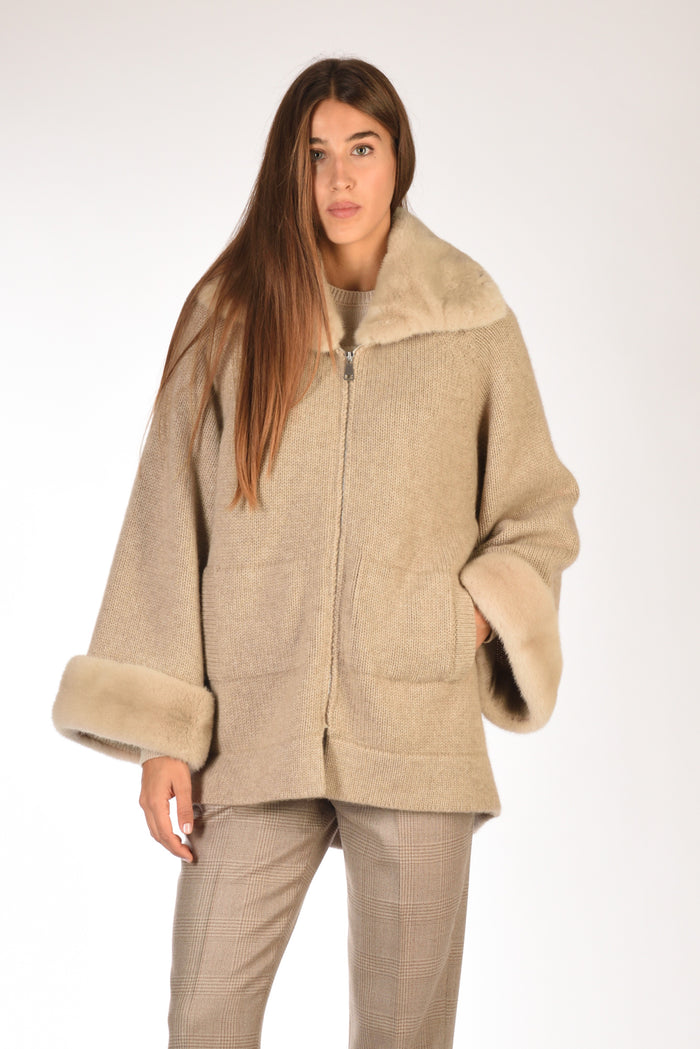 Ella Lago Di Como Giacca Di Maglia Beige Donna - 1