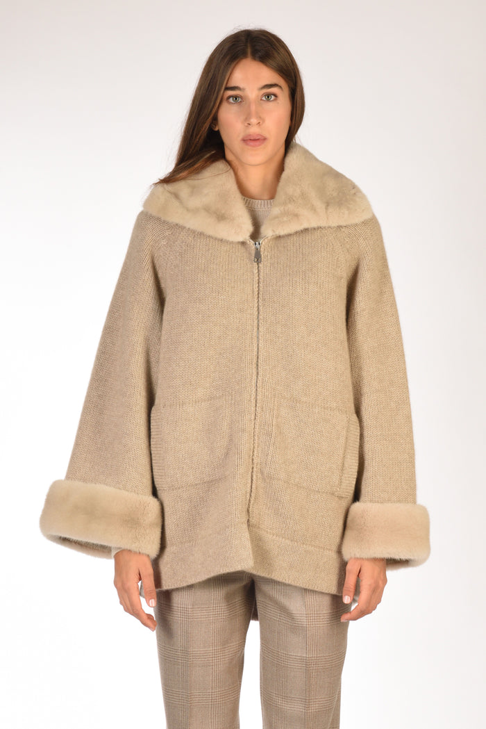 Ella Lago Di Como Giacca Di Maglia Beige Donna - 2