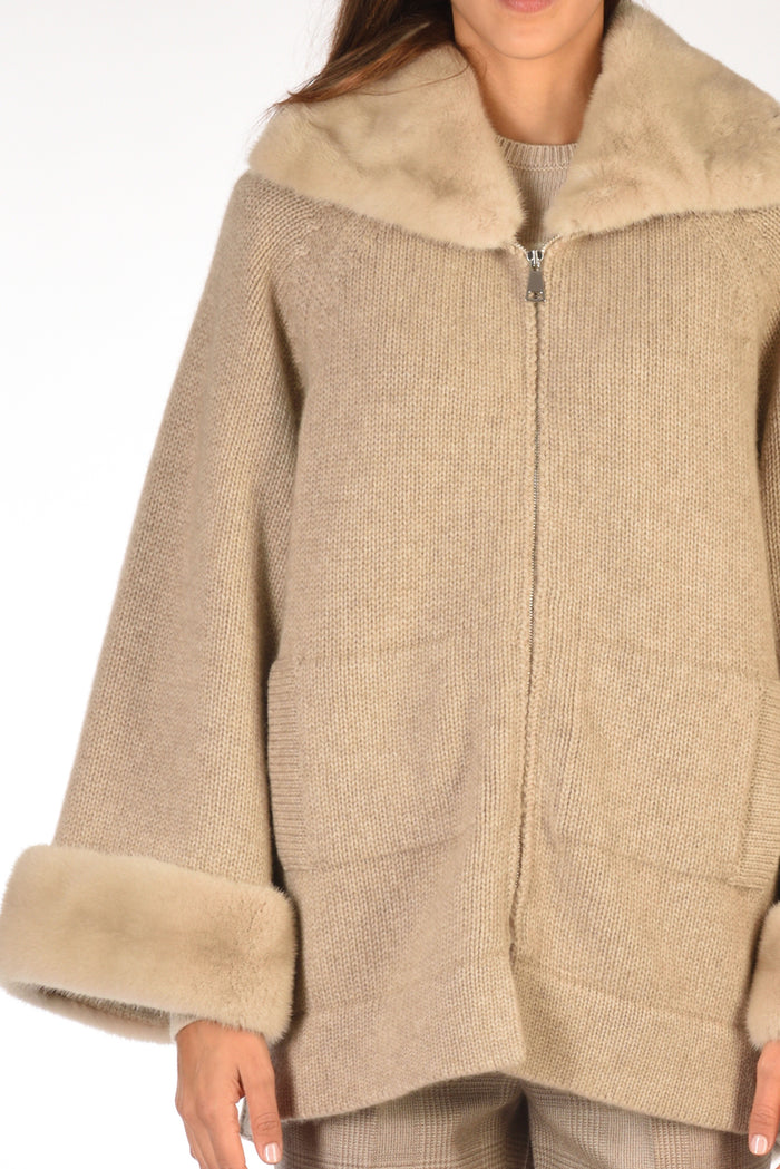 Ella Lago Di Como Giacca Di Maglia Beige Donna - 3