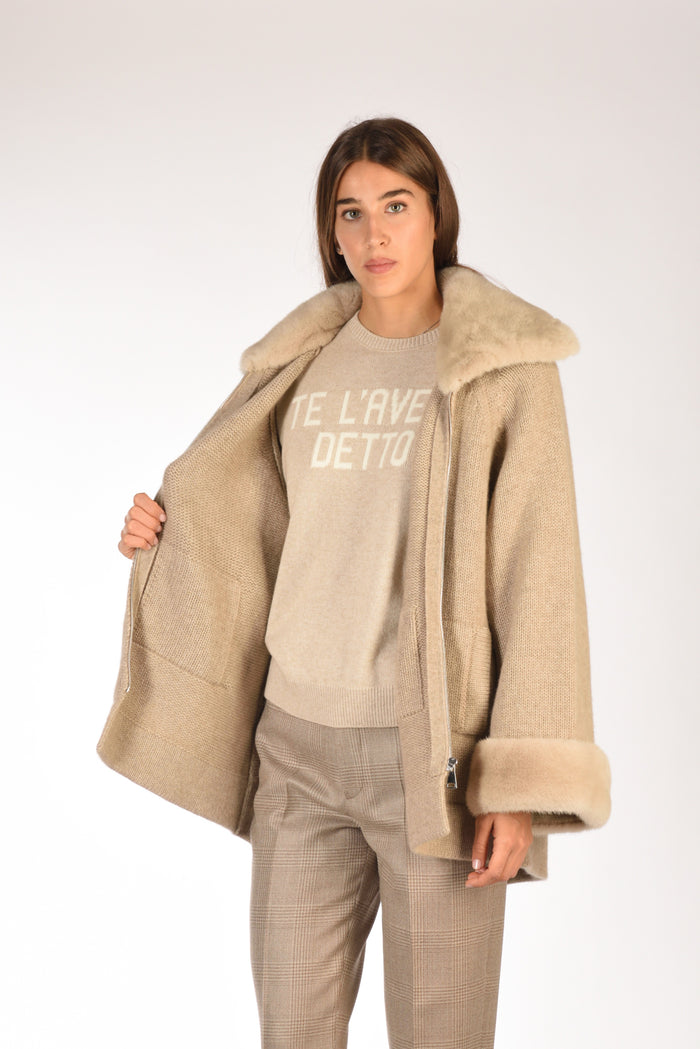 Ella Lago Di Como Giacca Di Maglia Beige Donna - 6