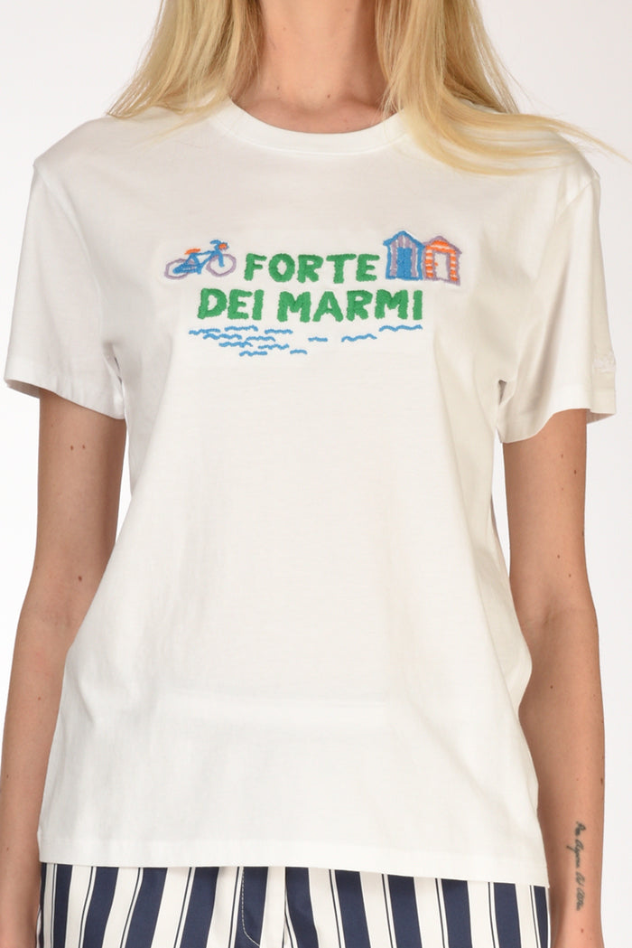 Mc2 Saint Barth Tshirt Scritta Bianco/verde Donna - 3