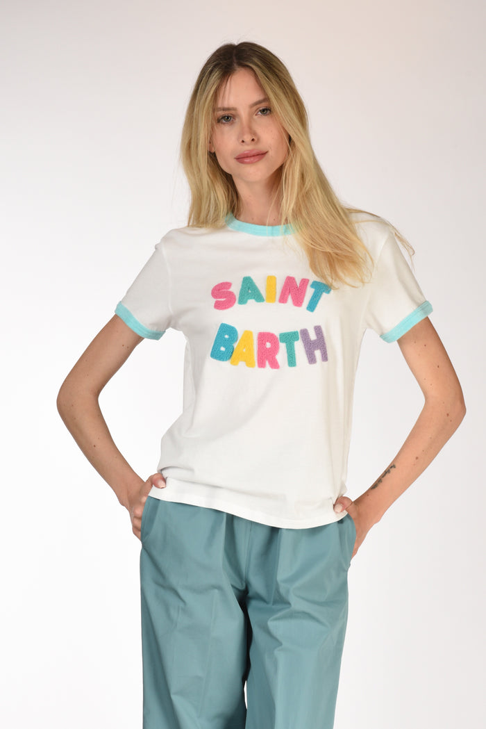 Mc2 Saint Barth Tshirt Scritta Bianco/multicolor Donna - 1