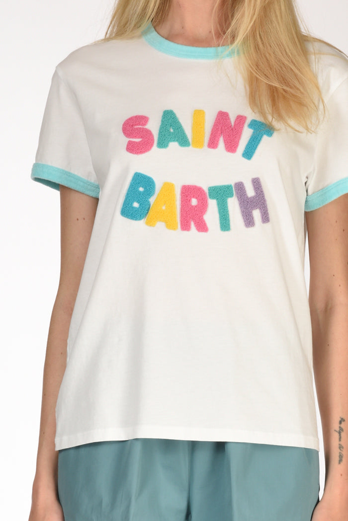 Mc2 Saint Barth Tshirt Scritta Bianco/multicolor Donna - 3