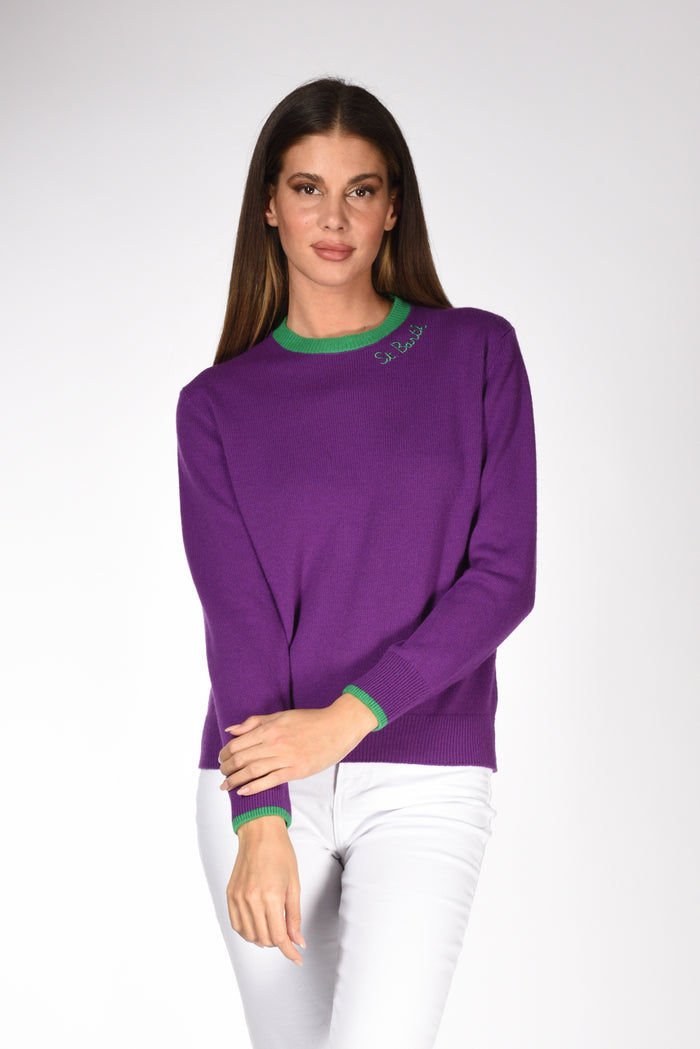 Mc2 Saint Barth Maglia Girocollo Viola/verde Donna - 1