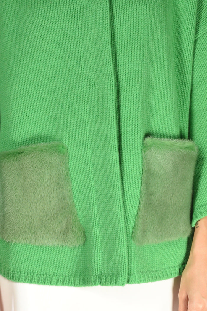 Ella Lago Di Como Poncho Con Tasche Verde Chiaro Donna - 3
