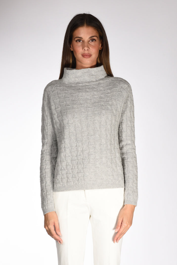 Anne Claire Maglia Lavorata Grigio Chiaro Donna - 2