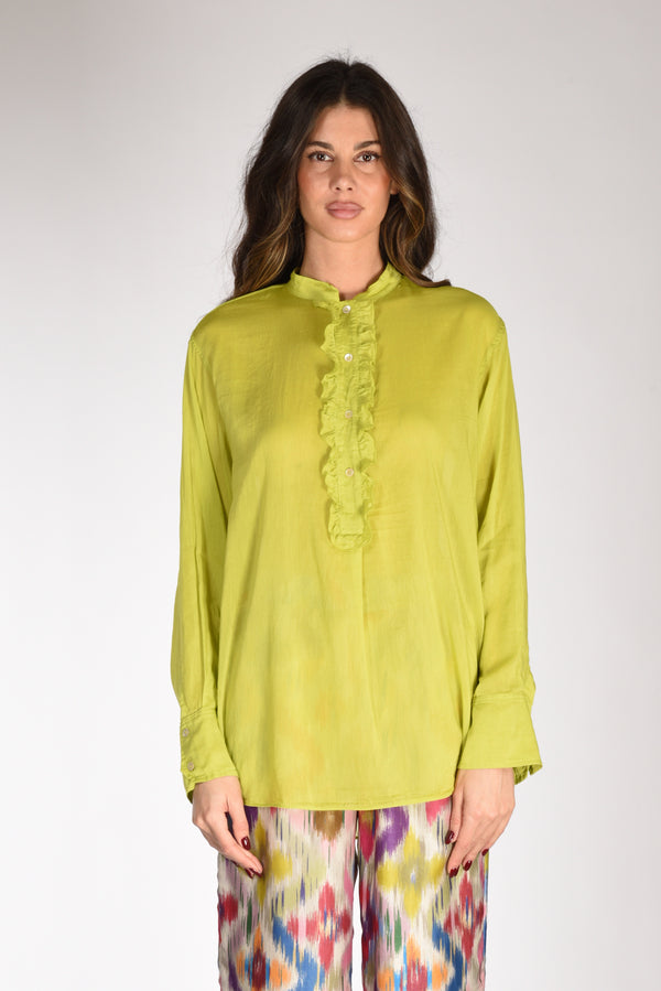 Forte Forte Camicia Rouches Verde Lime Donna-2