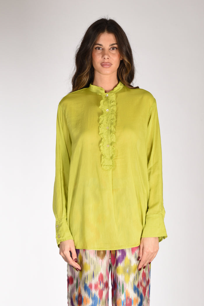 Forte Forte Camicia Rouches Verde Lime Donna - 2