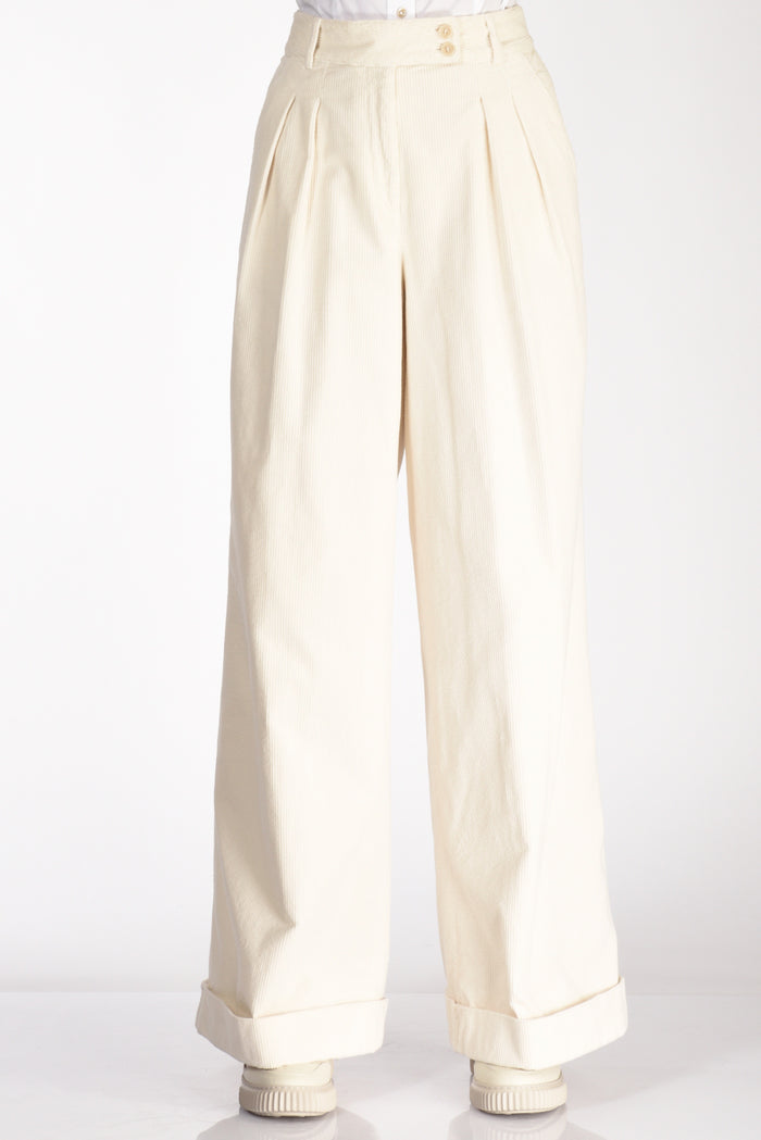 Aspesi Pantalone Velluto Bianco Donna - 3