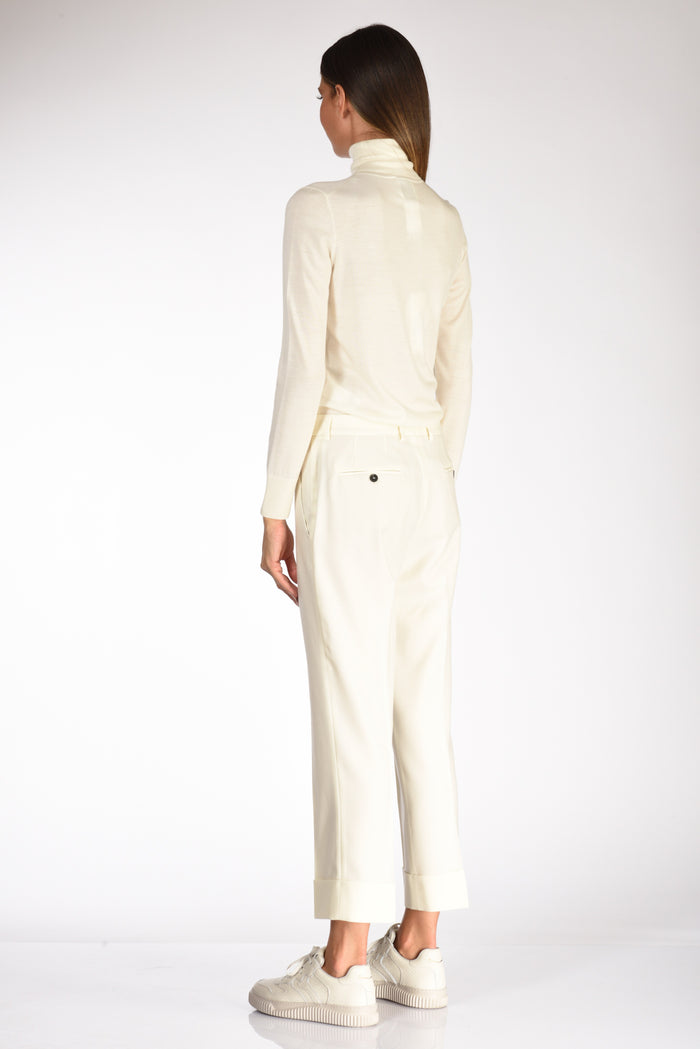 Allude Maglia Collo Alto Bianco Donna - 5