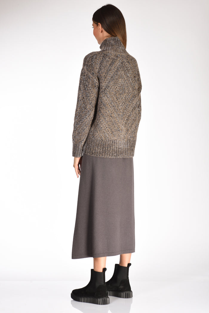 Fabiana Filippi Cardigan Lavorato Beige/grigio Donna - 5