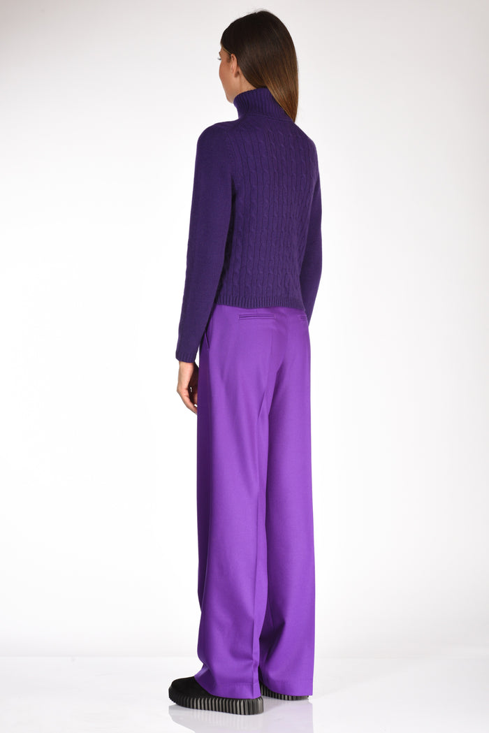 Allude Maglia Collo Alto Viola Donna - 5