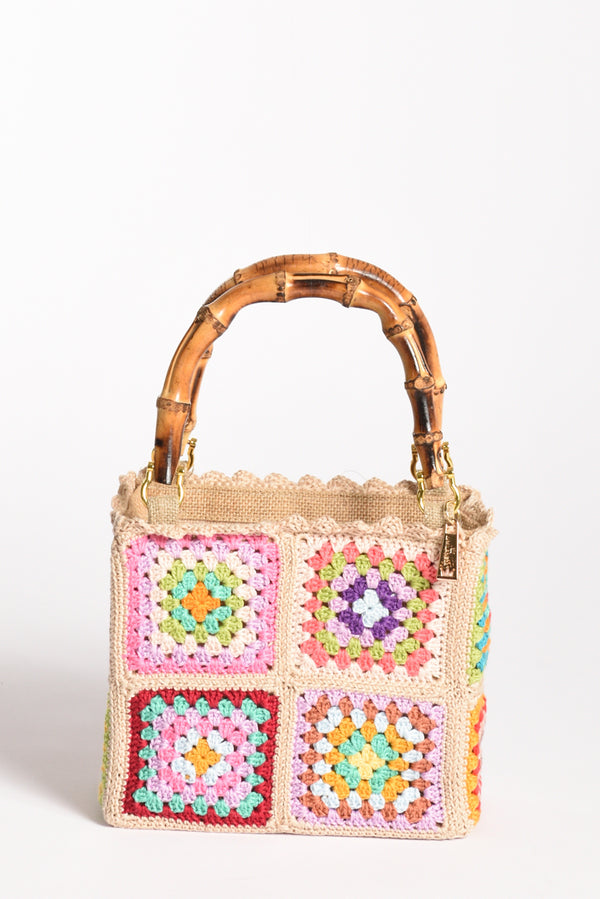 La Milanesa Borsa Crochet Beige/multicolor Donna