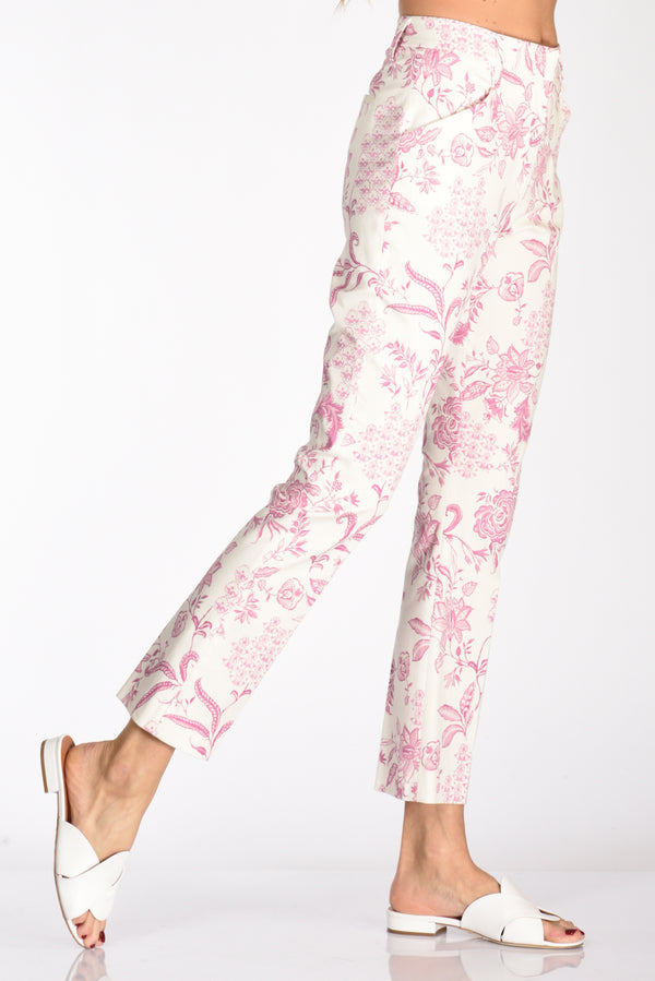 True Royal Pantalone Stampato Bianco/rosa Donna