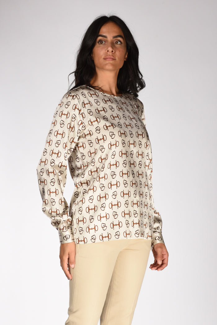 Sarte Pettegole Camicia Stampa Bianco/marrone Donna