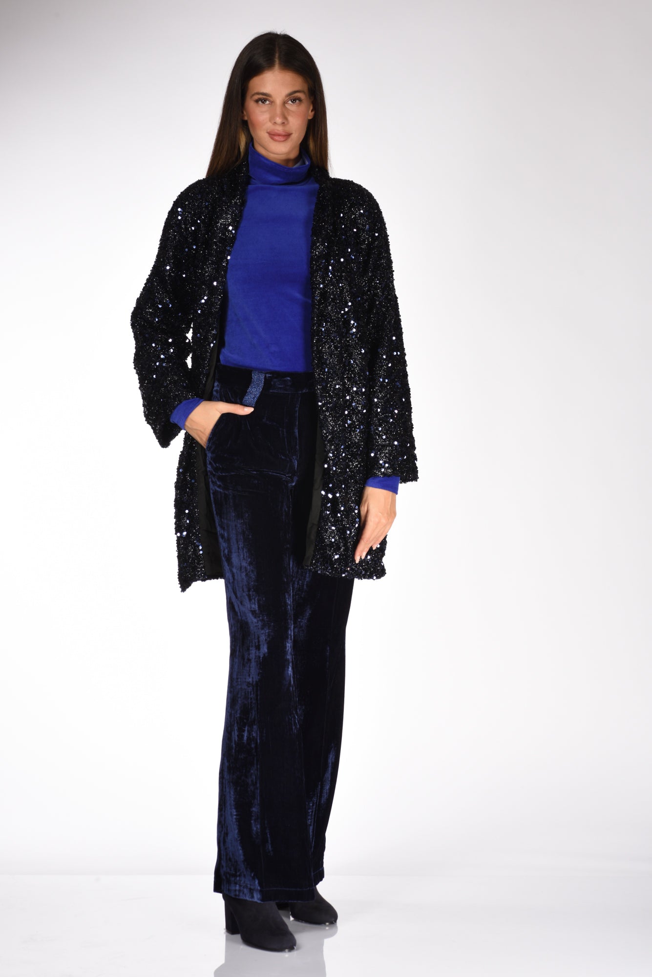 The Twins Giacca Paillettes Blu Donna
