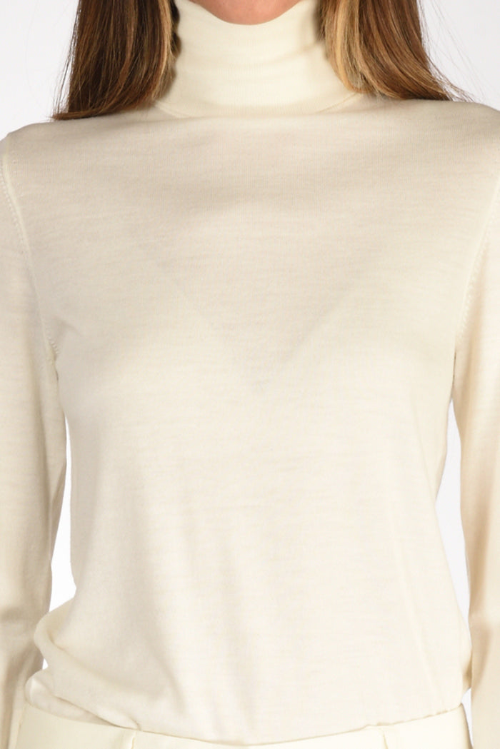 Allude Maglia Collo Alto Bianco Donna - 3