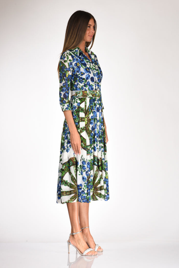 Samantha Sung Print Dress Blue/green/white Woman - 4