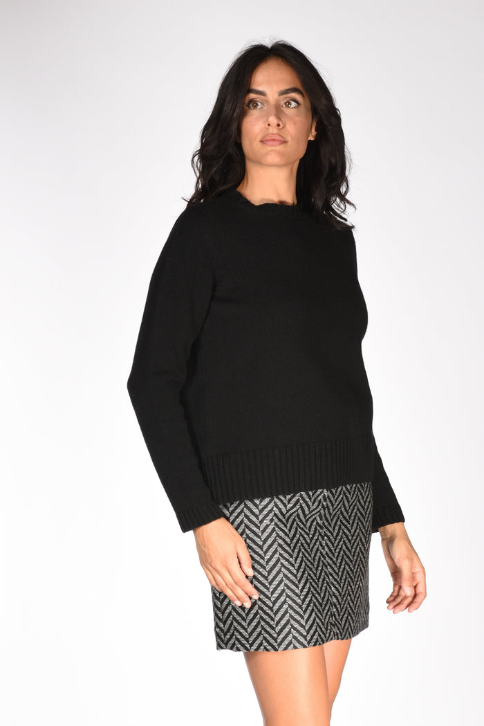 Base Milano Maglia Girocollo Nero Donna - 1