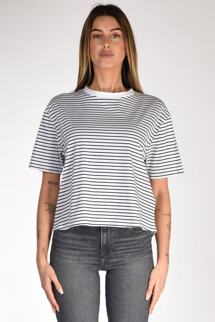 Allude Women's White/Blue Striped Sweater - 2