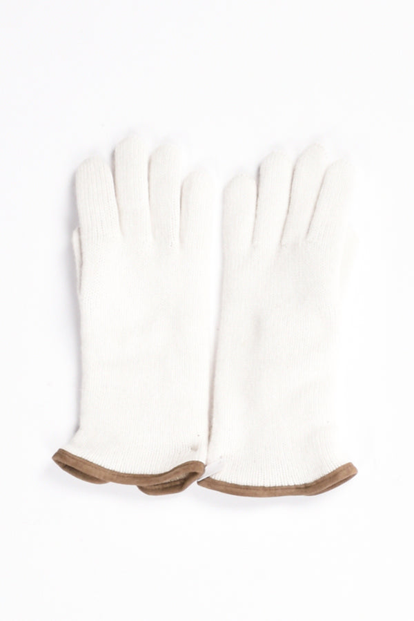 Alpo Guanti In Maglia Bianco Latte Donna