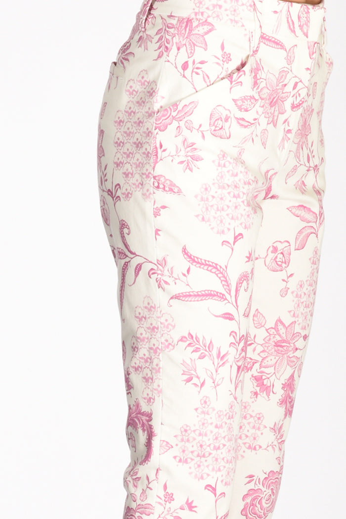 True Royal Pantalone Stampato Bianco/rosa Donna - 5