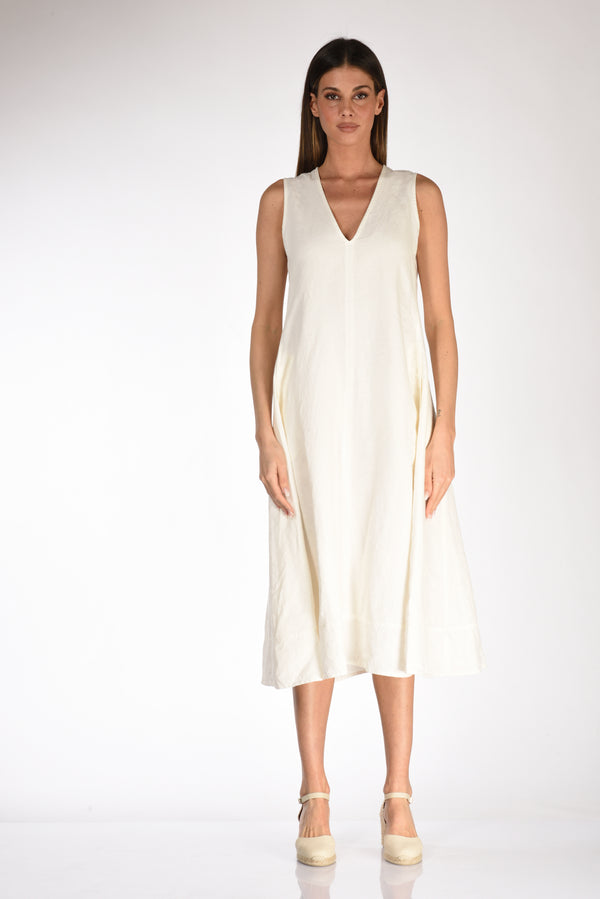 Aspesi Natural White Flared Dress for Women-2