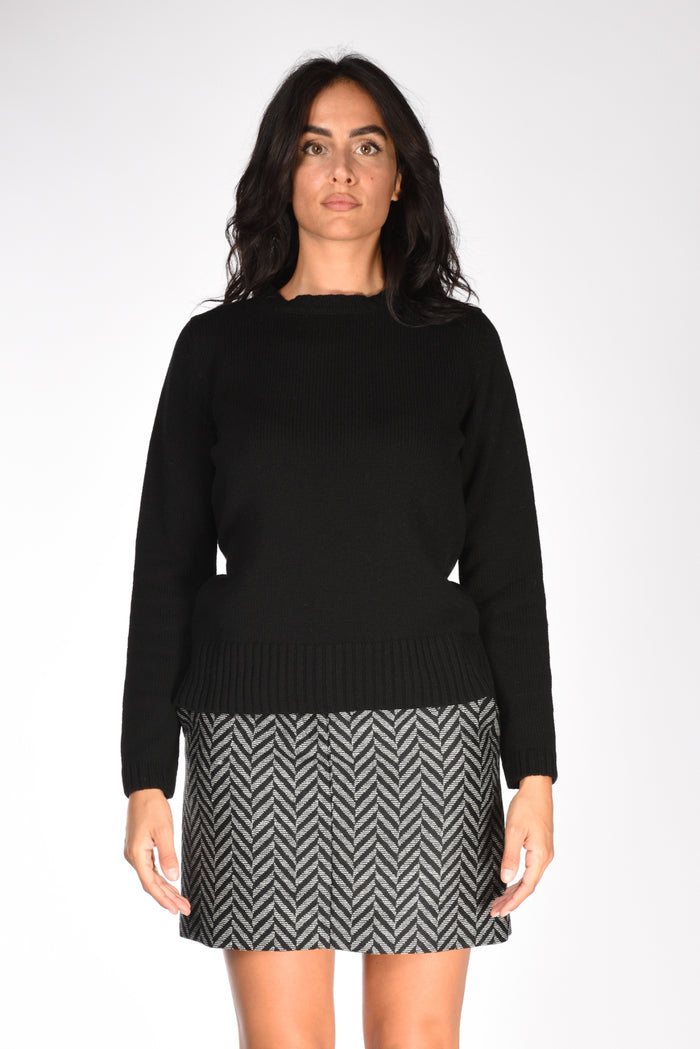 Base Milano Maglia Girocollo Nero Donna - 2