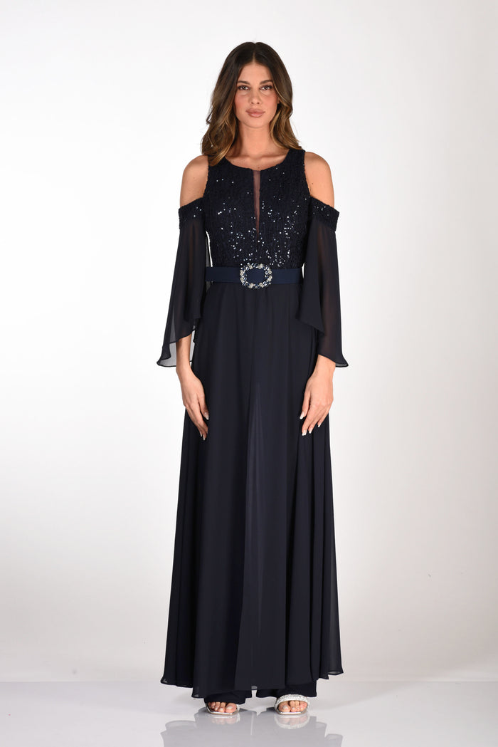 Musani Couture Tuta Con Cintura Blu Donna - 4