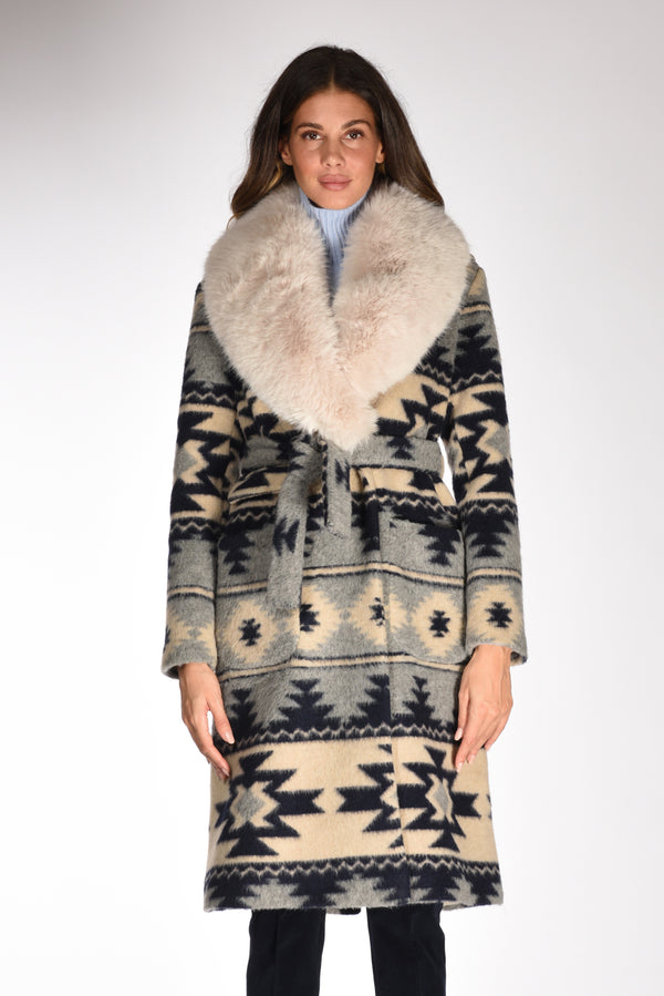 Ava Adore Cappotto Eco Rex Azzurro/beige Donna-2