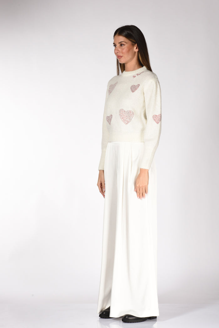 Mc2 Saint Barth Maglia Cuori Bianco/rosso Donna - 4