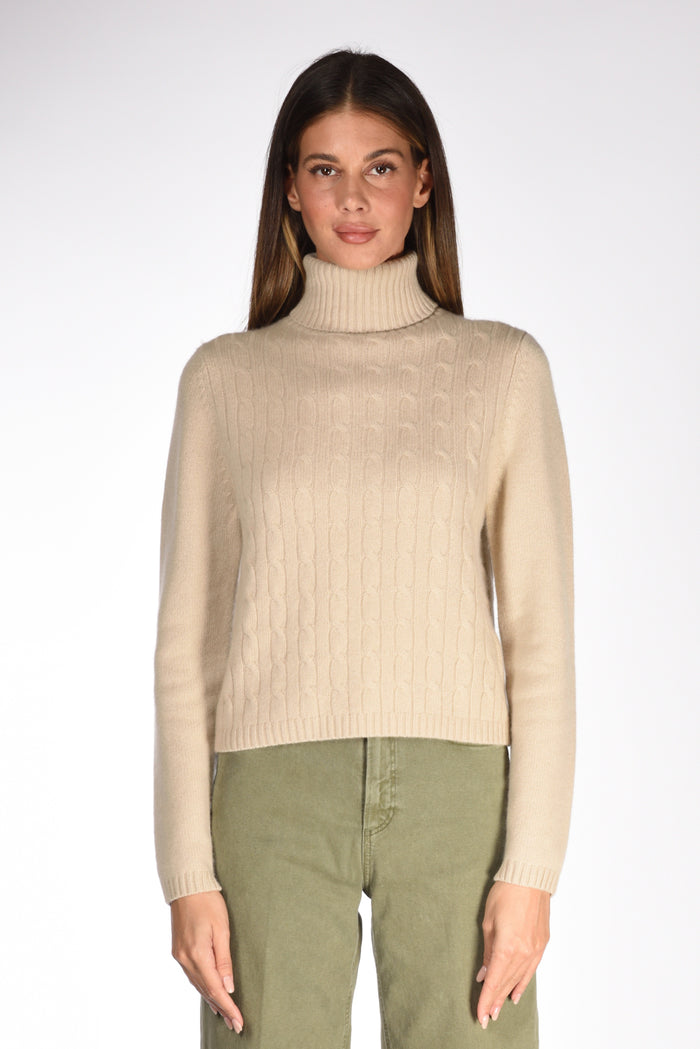 Allude Maglia Collo Alto Beige Donna - 2