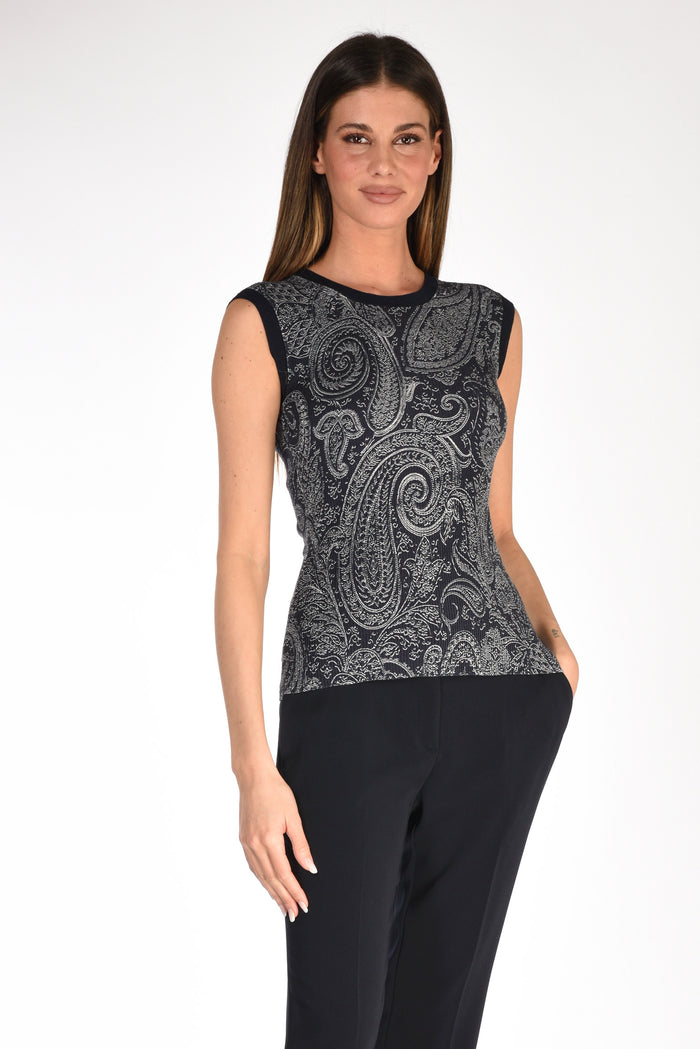 Etro Maglia Canotta Blu/bianco Donna - 1
