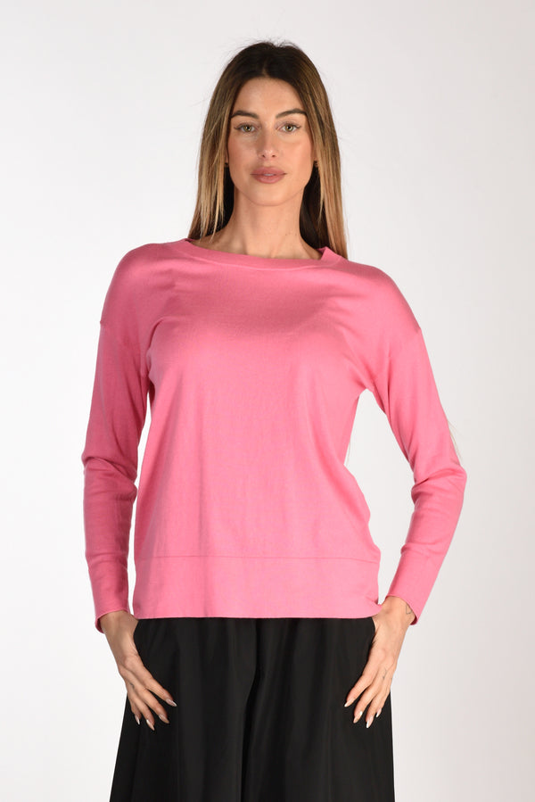 Allude Women's Pink Round Neck Sweater