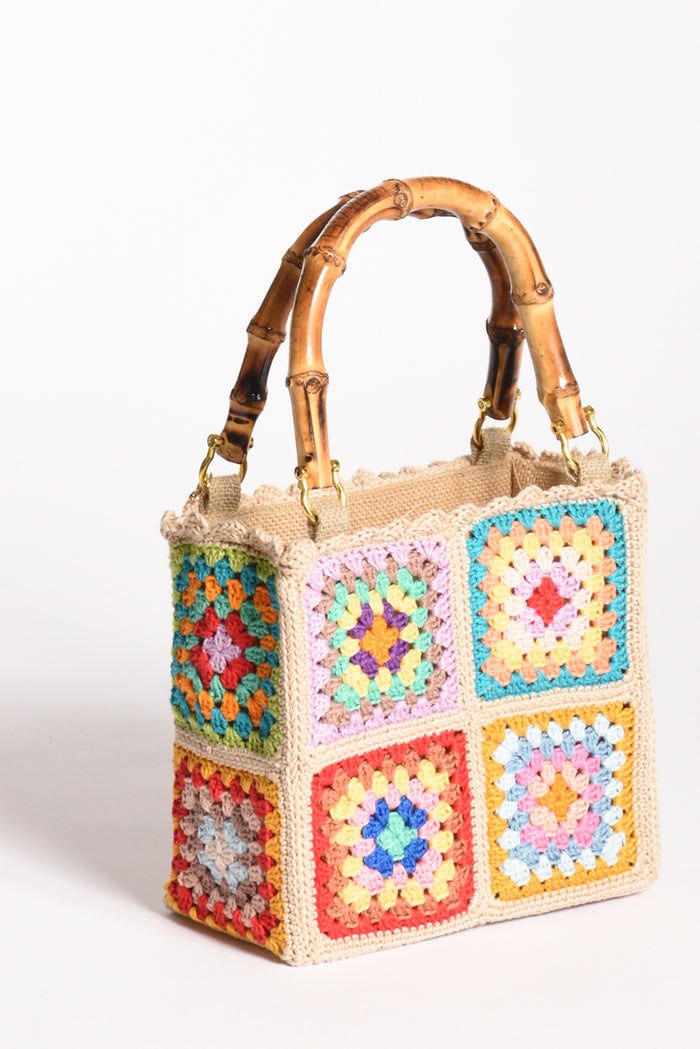 La Milanesa Borsa Crochet Beige/multicolor Donna - 5