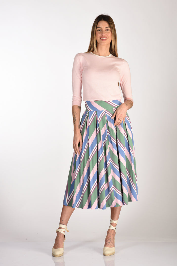Lavi Couture Gonna Righe Rosa/verde Donna