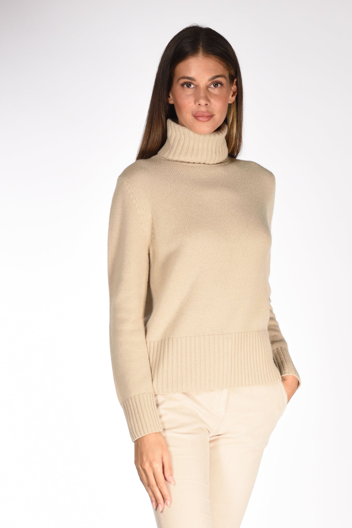 Allude Collo Alto Beige Scuro Donna