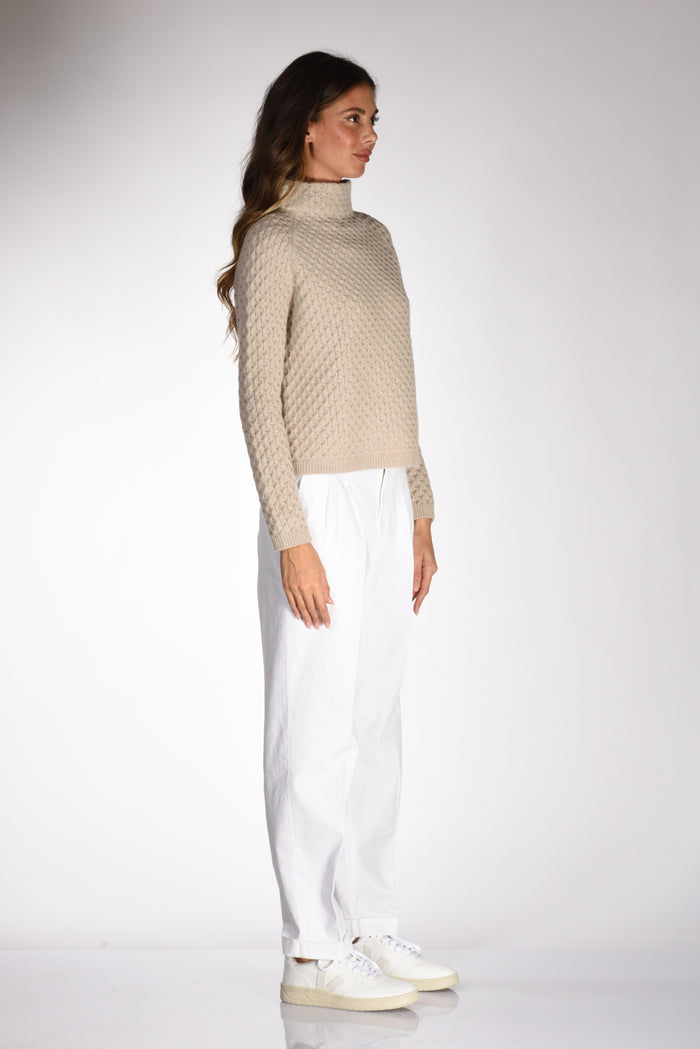 Anne Claire Maglia Lavorata Beige Chiaro Donna - 4