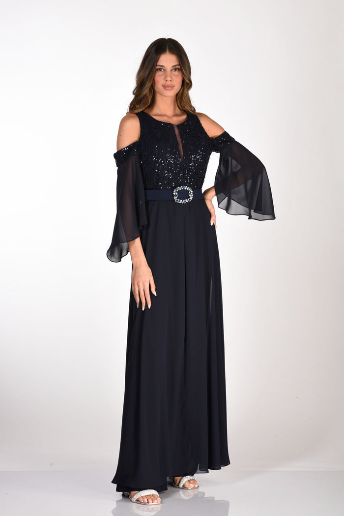 Musani Couture Tuta Con Cintura Blu Donna - 1