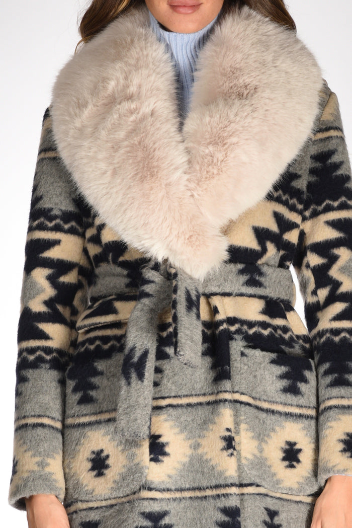 Ava Adore Cappotto Eco Rex Azzurro/beige Donna - 3