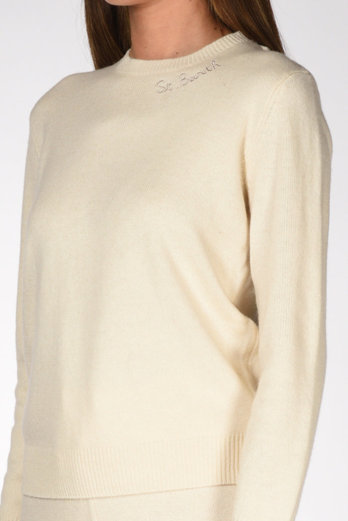 Mc2 Saint Barth Maglia Girocollo Bianco Naturale Donna - 4