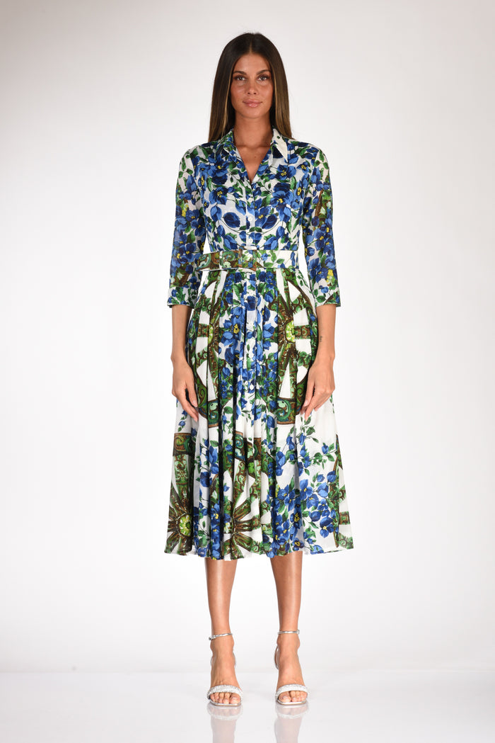 Samantha Sung Print Dress Blue/green/white Woman - 2