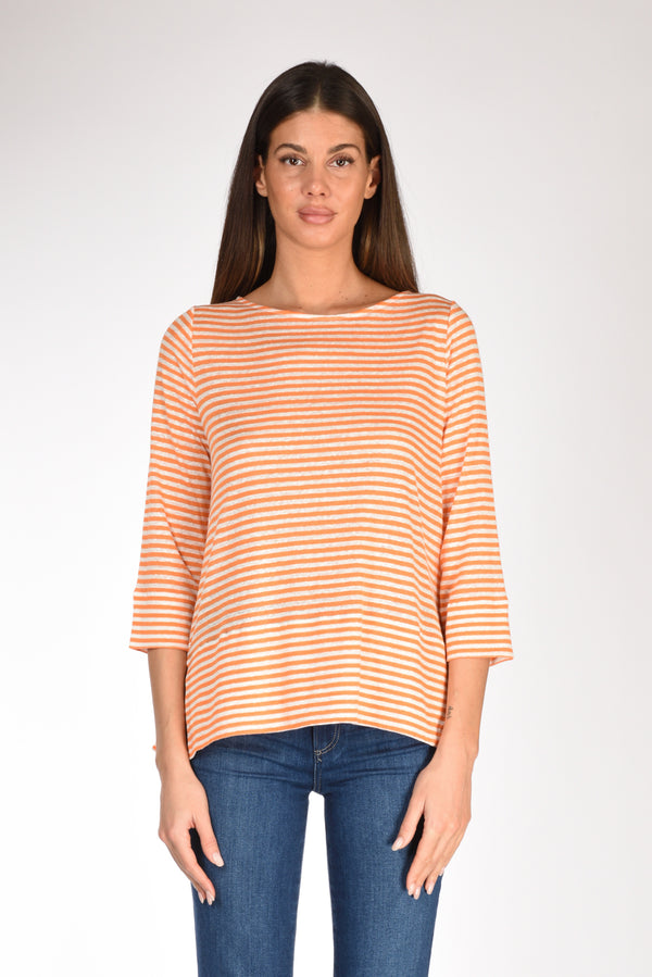 Shirt C Zero Tshirt Righe Arancio/bianco Donna-2